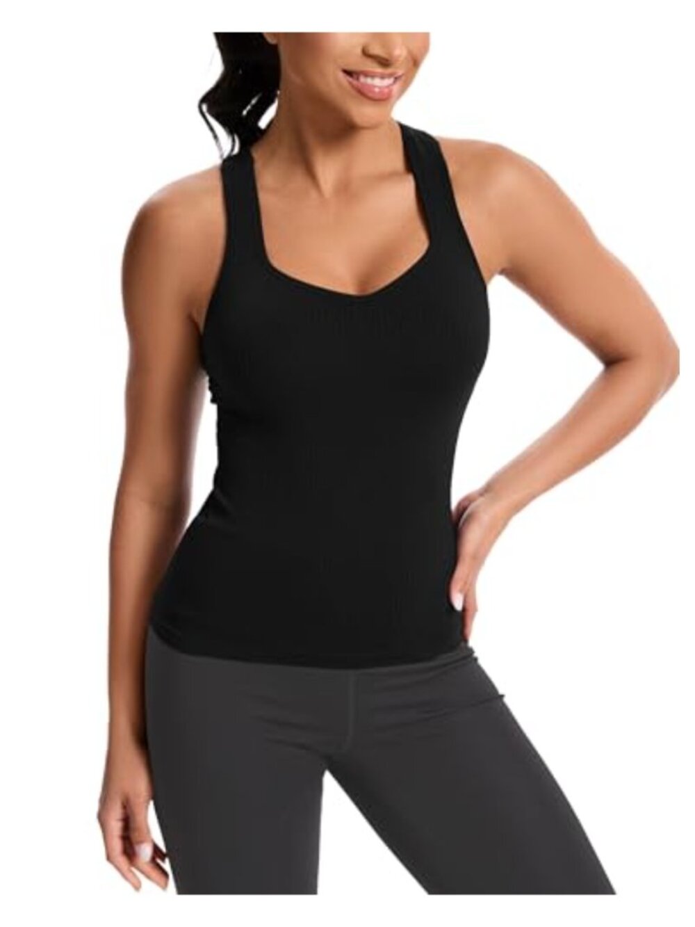 Women's Workout Tank Top with Built-in Bra Racerback Athletic Camisole